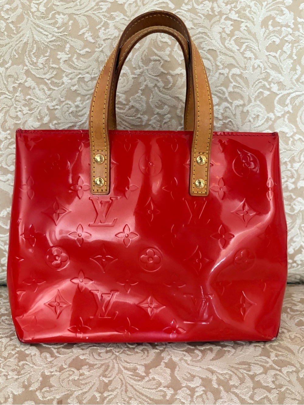 Louis Vuitton Red Vernis Reade PM Tote Bag